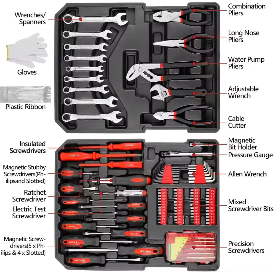 Coffret d'Outils 799 Pièces avec Caisse à Roulettes – Clés, Tournevis, Pinces