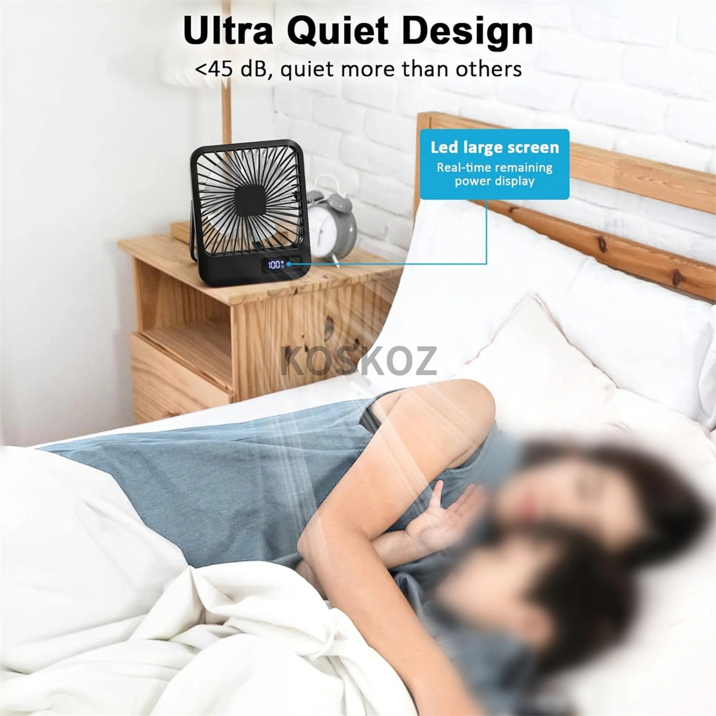 Ventilateur de Bureau USB Rechargeable Pliable 180° 5 Vitesses Affichage Batterie – CLEVI Paris