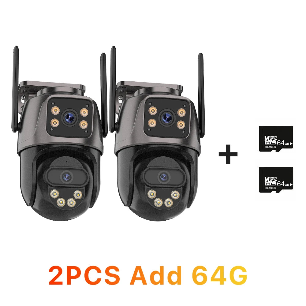 Pack Caméras IP WiFi Double Objectif 6MP PTZ – Détection Humaine Vision Nocturne Couleur IP66 ICSee – CLEVI Paris