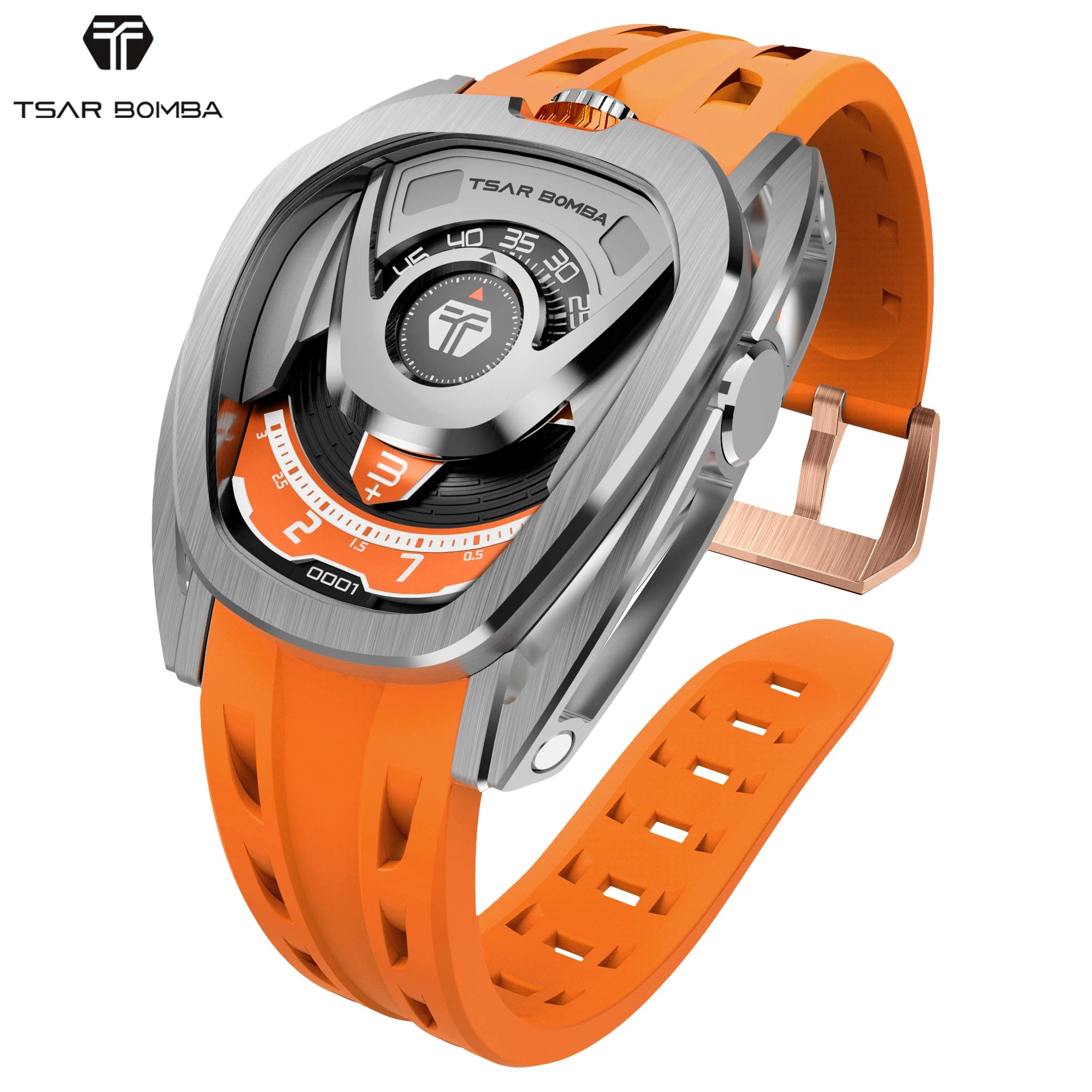 Montre Homme Automatique TSAR BOMBA TB8213A – Mouvement Japonais Verre Saphir Étanche 100m Lunette Carbone – CLEVI Paris