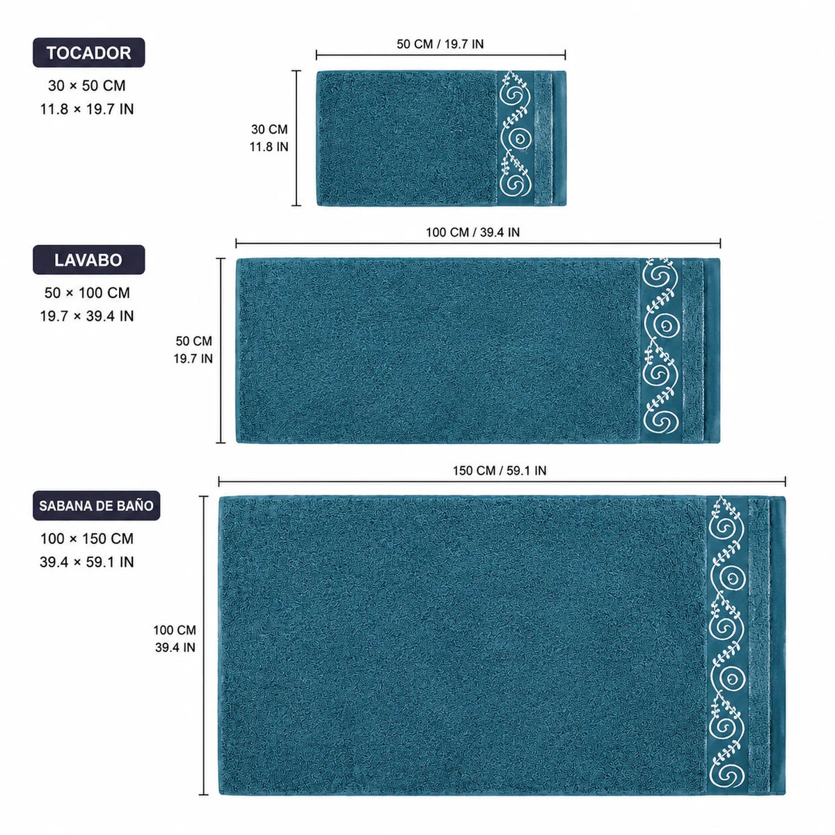 Lot de 3 serviettes de bain en coton – CLEVI Paris