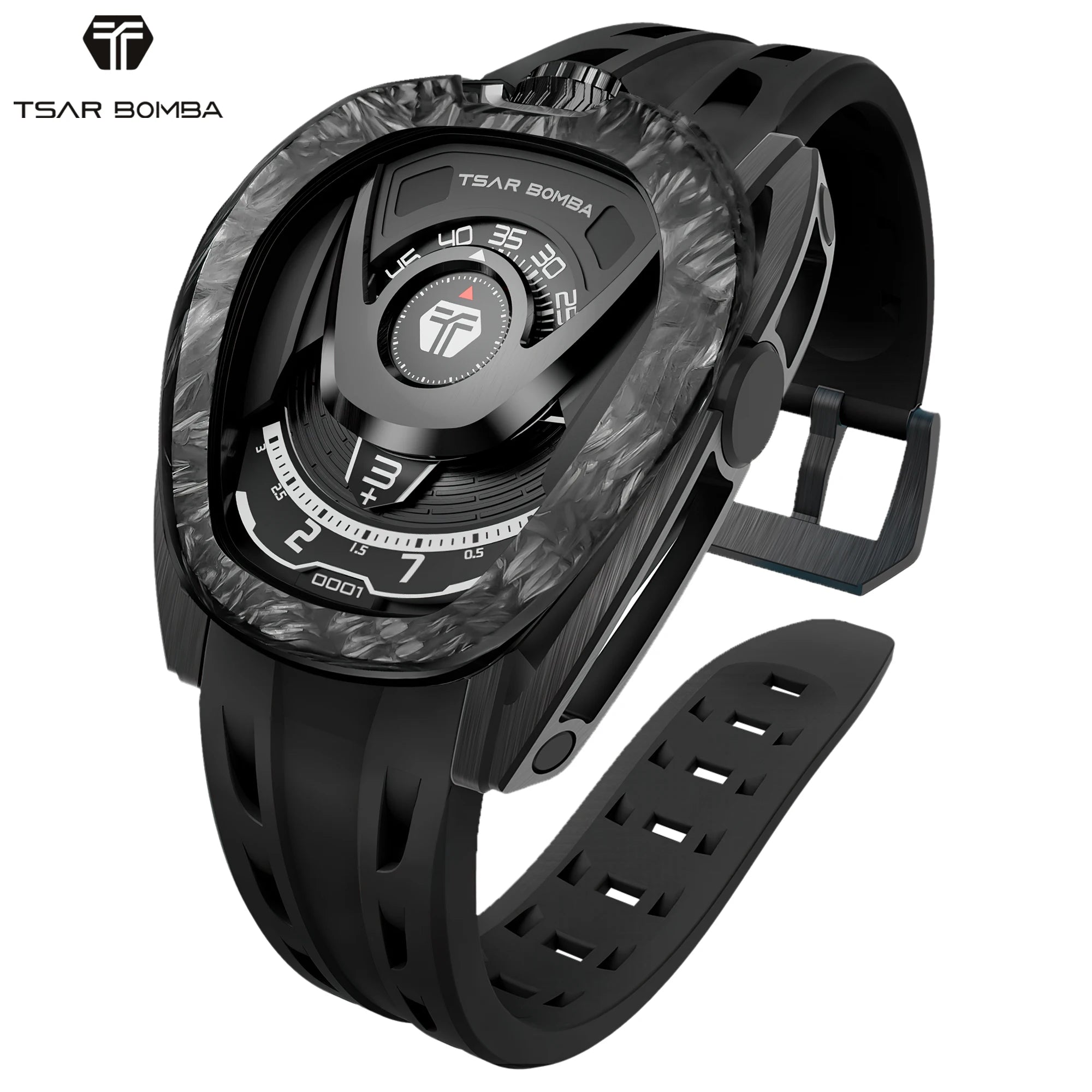 Montre Homme Automatique TSAR BOMBA TB8213A – Mouvement Japonais Verre Saphir Étanche 100m Lunette Carbone – CLEVI Paris