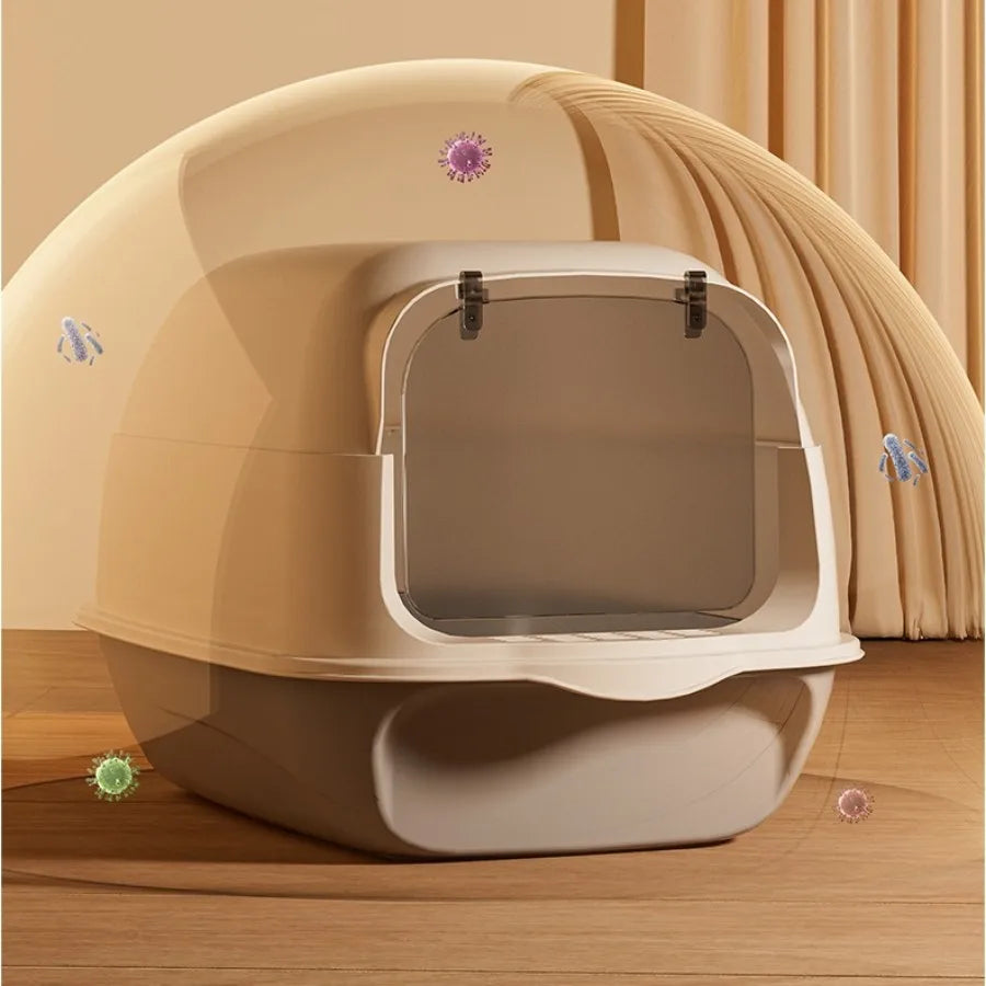 Bac à litière pliable semi-fermé pour chat – CLEVI Paris