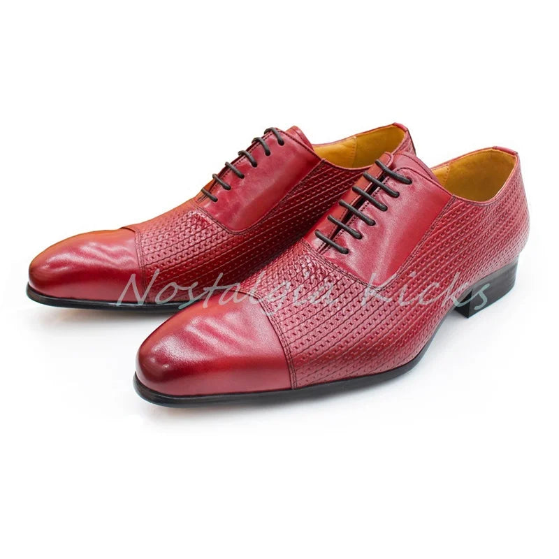 Oxford Homme Cuir Vache Motif Tressé Lacets – CLEVI Paris