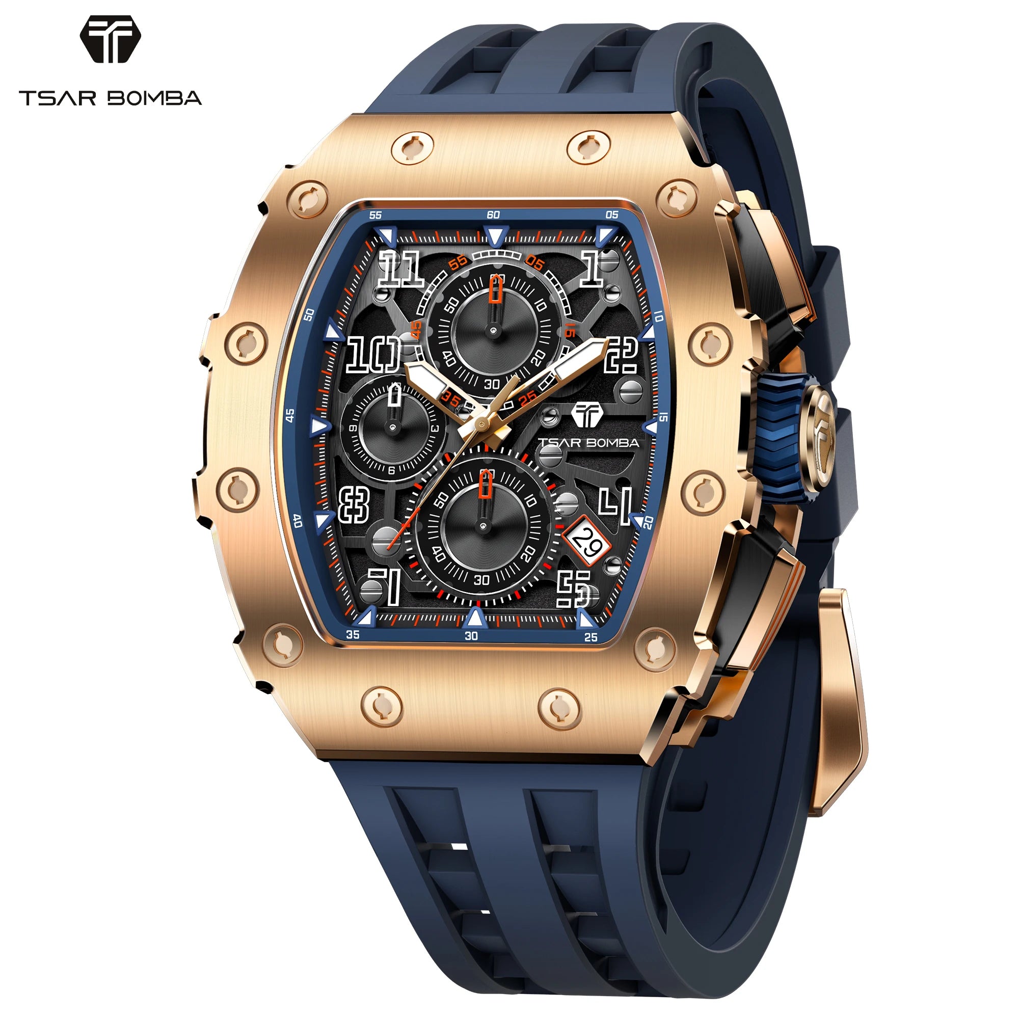 Montre Homme Quartz Chronographe Tonneau Tsar Bomba TB8204Q – CLEVI Paris