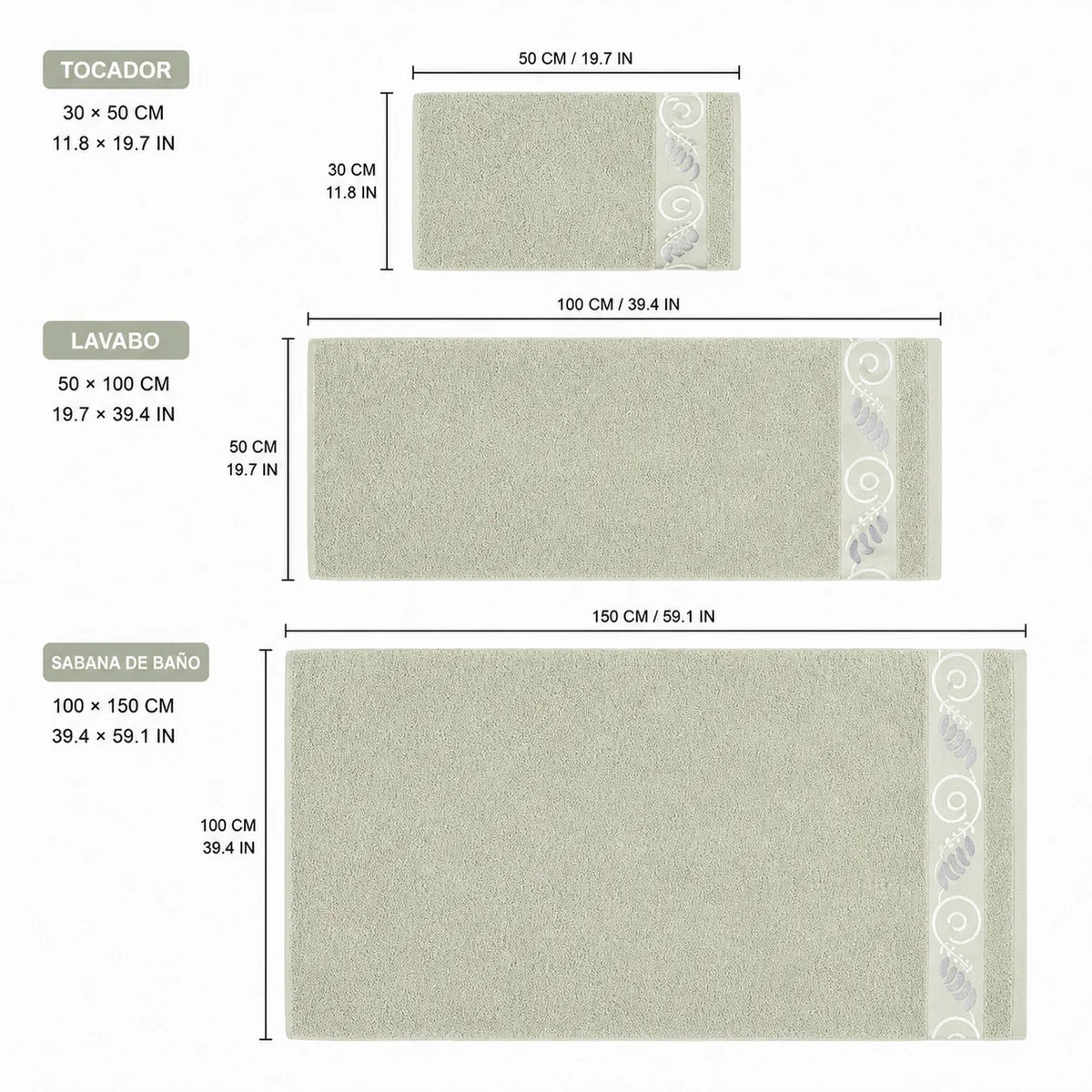 Lot de 3 serviettes de bain en coton – CLEVI Paris