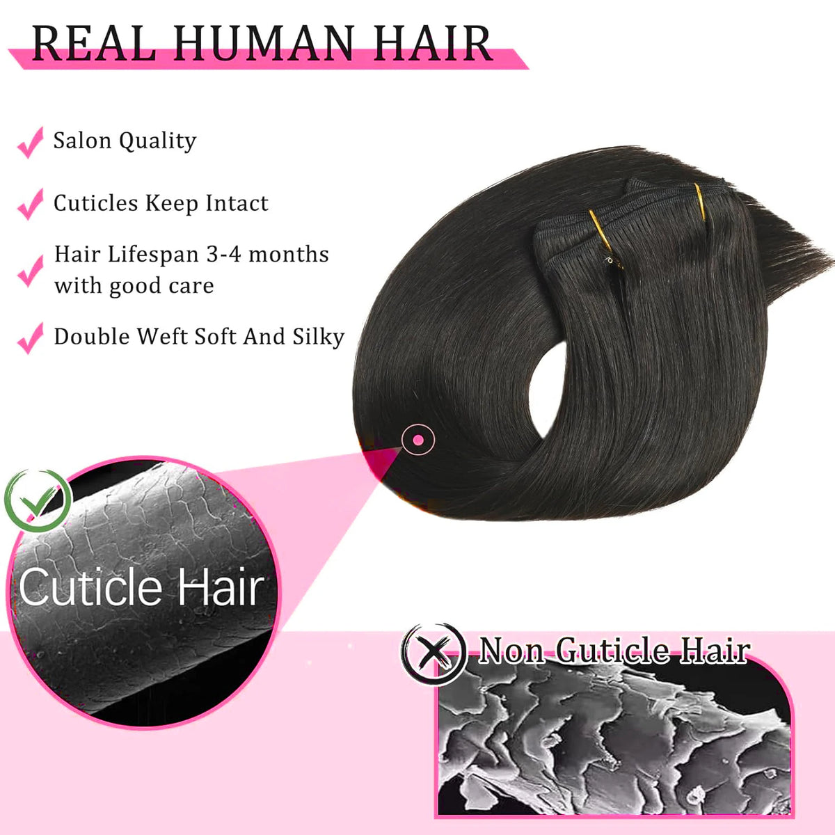 Extensions clip-in lisses en cheveux humains – CLEVI Paris