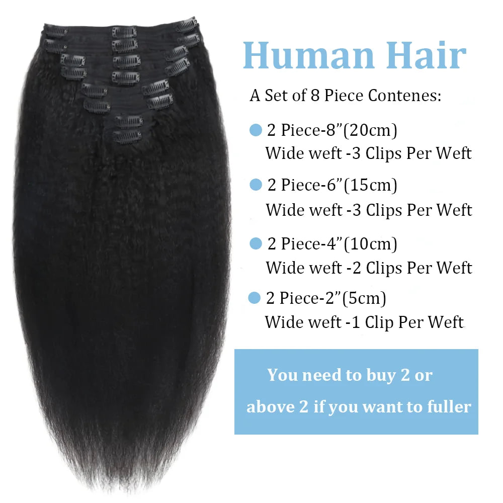 Extensions Kinky Straight Brésiliennes Remy 8Pcs – CLEVI Paris