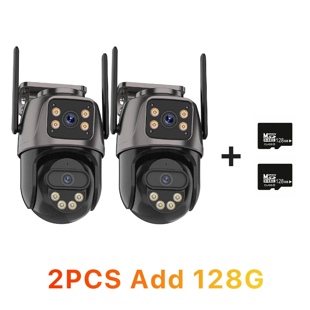 Pack Caméras IP WiFi Double Objectif 6MP PTZ – Détection Humaine Vision Nocturne Couleur IP66 ICSee – CLEVI Paris