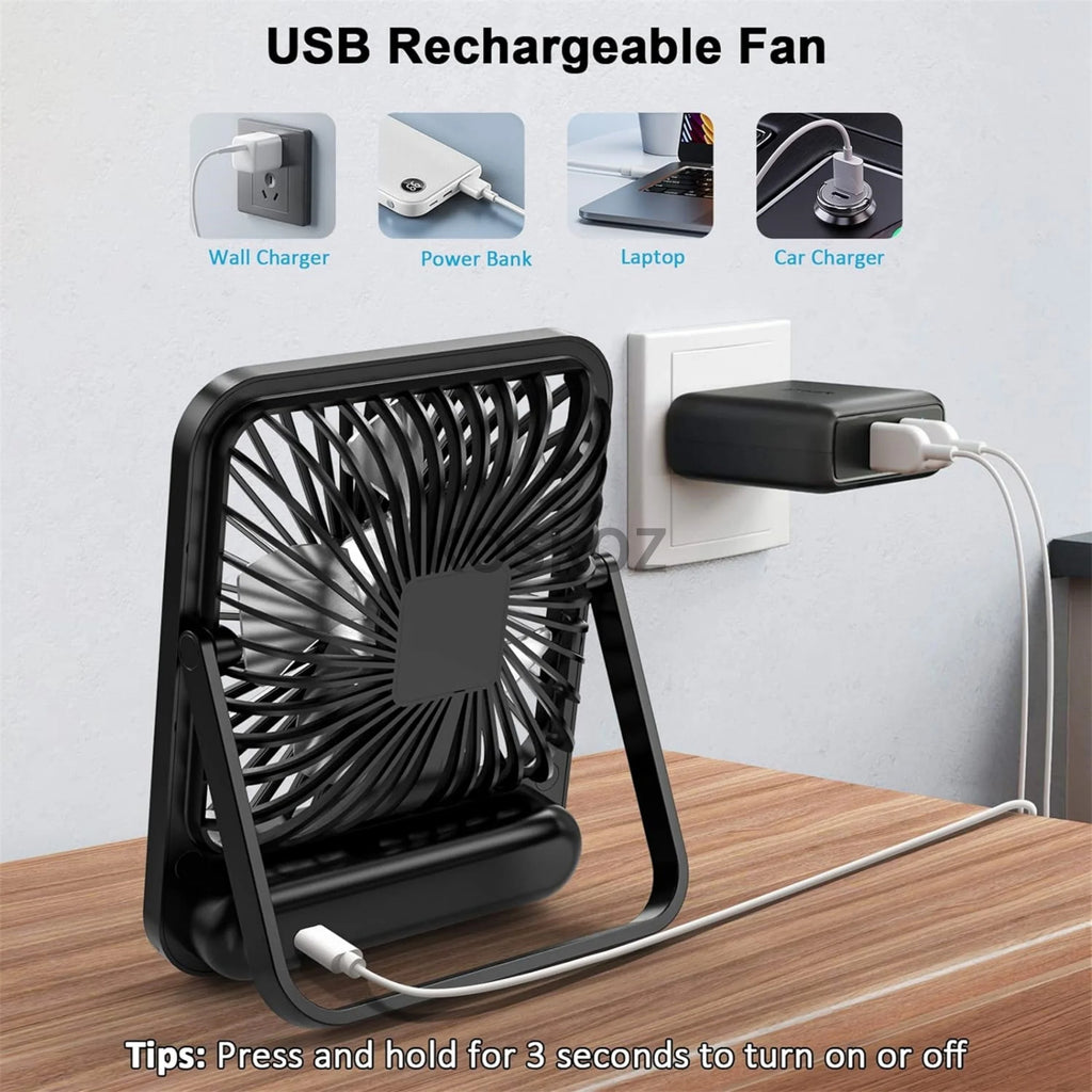Ventilateur de Bureau USB Rechargeable Pliable 180° 5 Vitesses Affichage Batterie – CLEVI Paris