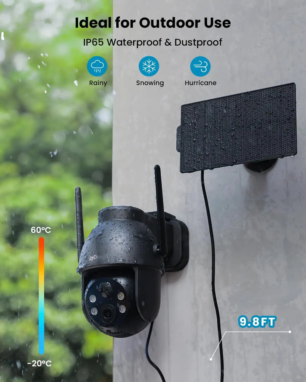 Caméra Solaire ieGeek ZY-C2 2K PTZ 355° Wi-Fi 6 PIR IA IP66 Cloud Gratuit Alexa – CLEVI Paris