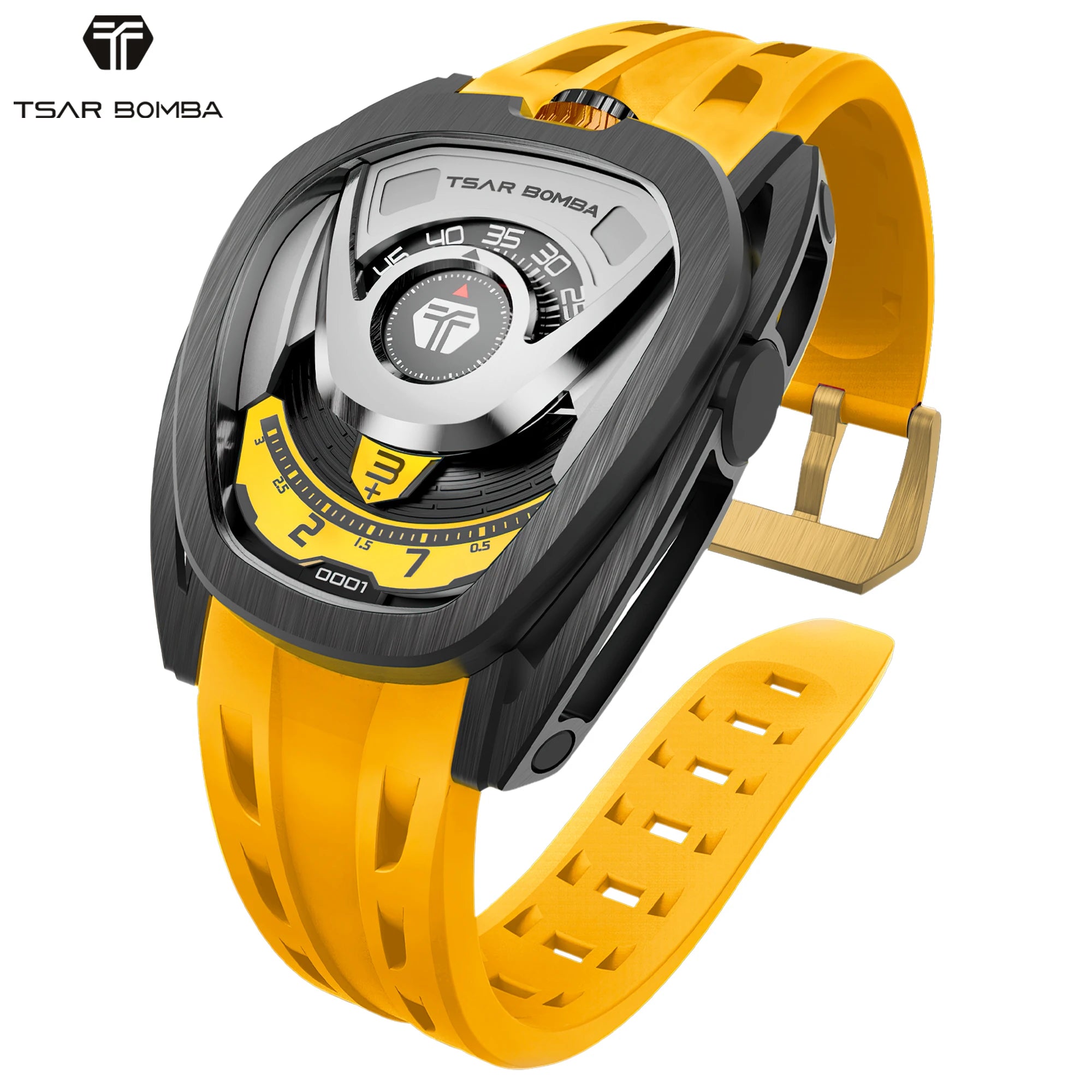 Montre Homme Automatique TSAR BOMBA TB8213A – Mouvement Japonais Verre Saphir Étanche 100m Lunette Carbone – CLEVI Paris