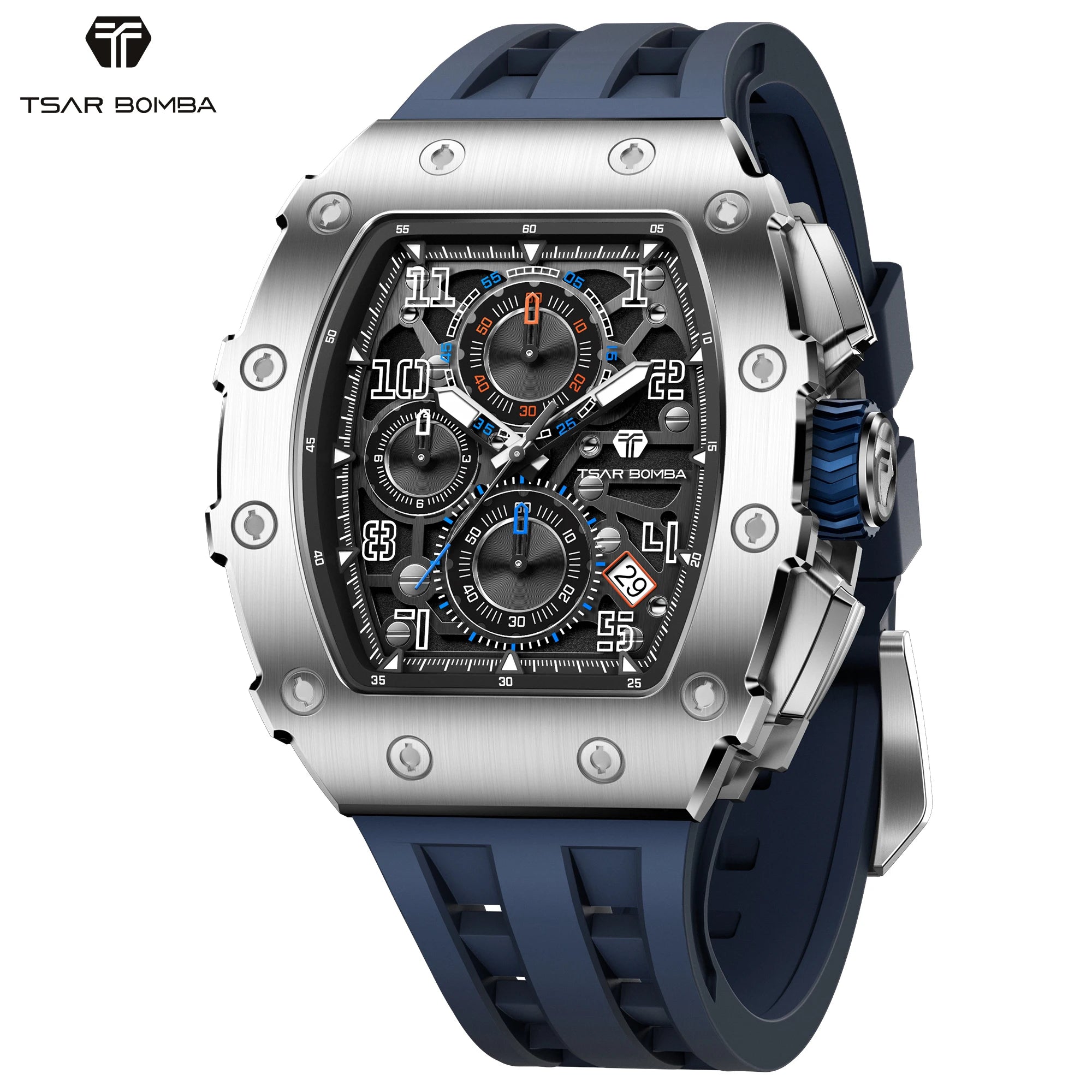 Montre Homme Quartz Chronographe Tonneau Tsar Bomba TB8204Q – CLEVI Paris