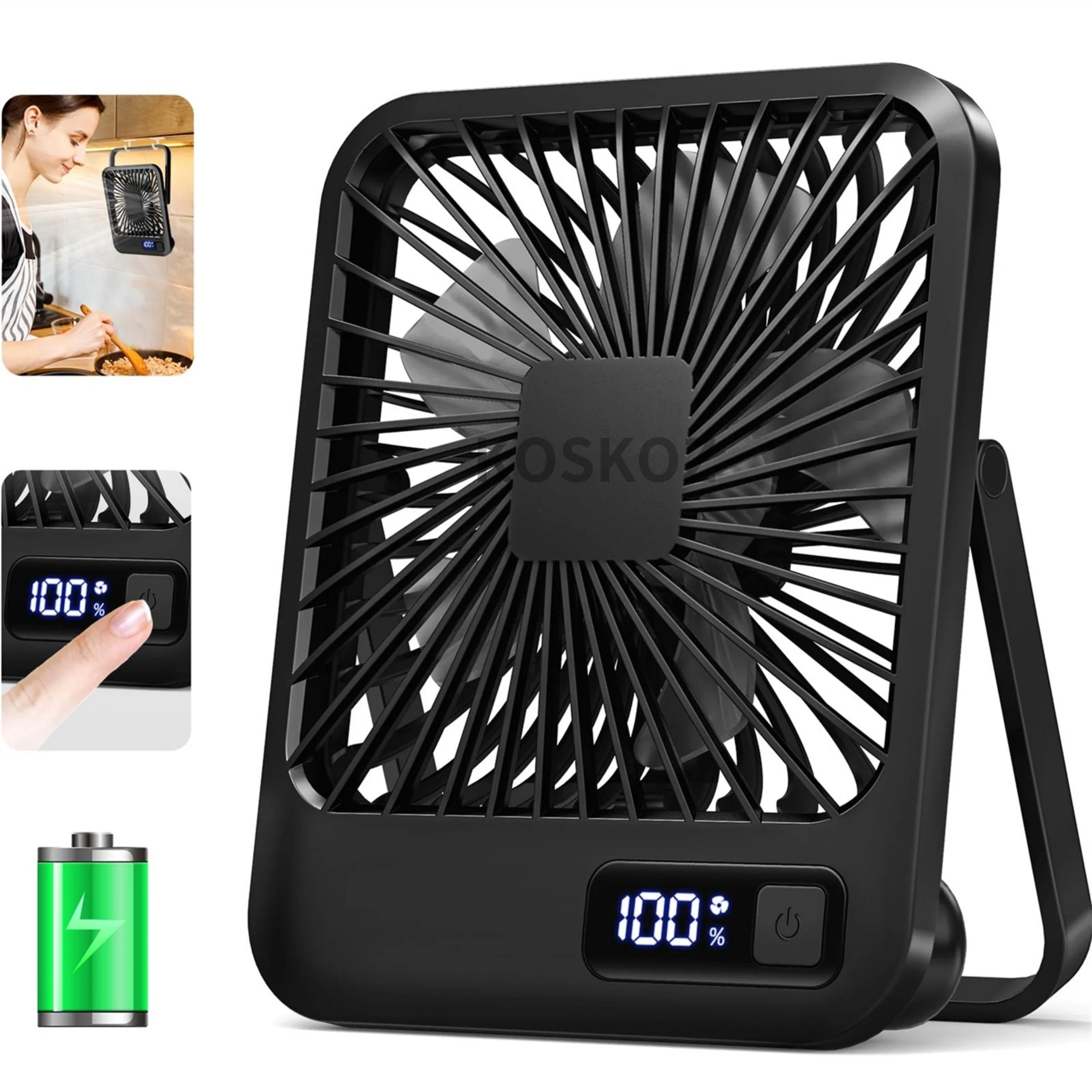 Ventilateur de Bureau USB Rechargeable Pliable 180° 5 Vitesses Affichage Batterie – CLEVI Paris