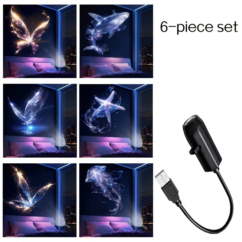 Veilleuse Projecteur LED USB – Motifs Océan (Baleine, Méduse, Étoile de Mer)