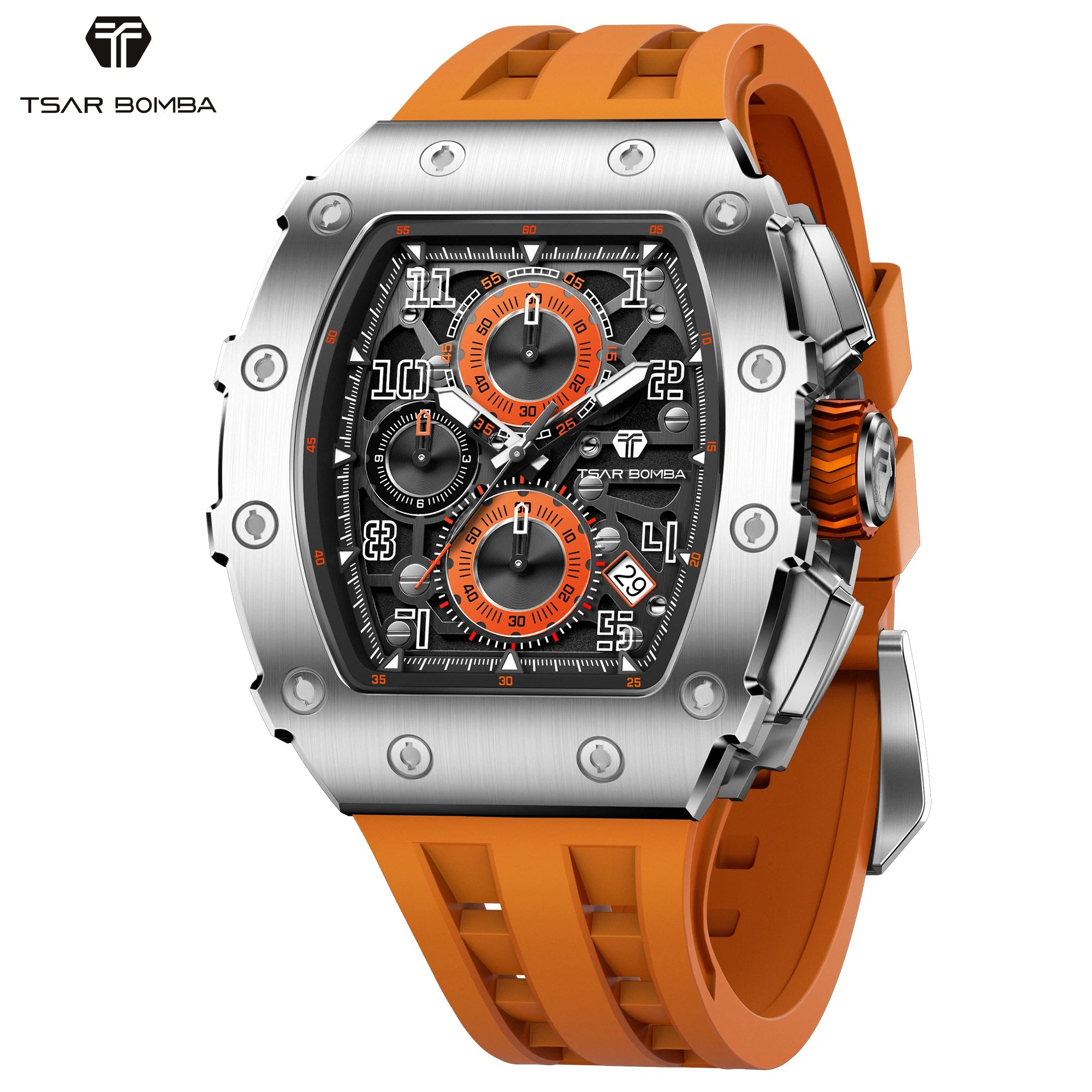 Montre Homme Quartz Chronographe Tonneau Tsar Bomba TB8204Q – CLEVI Paris