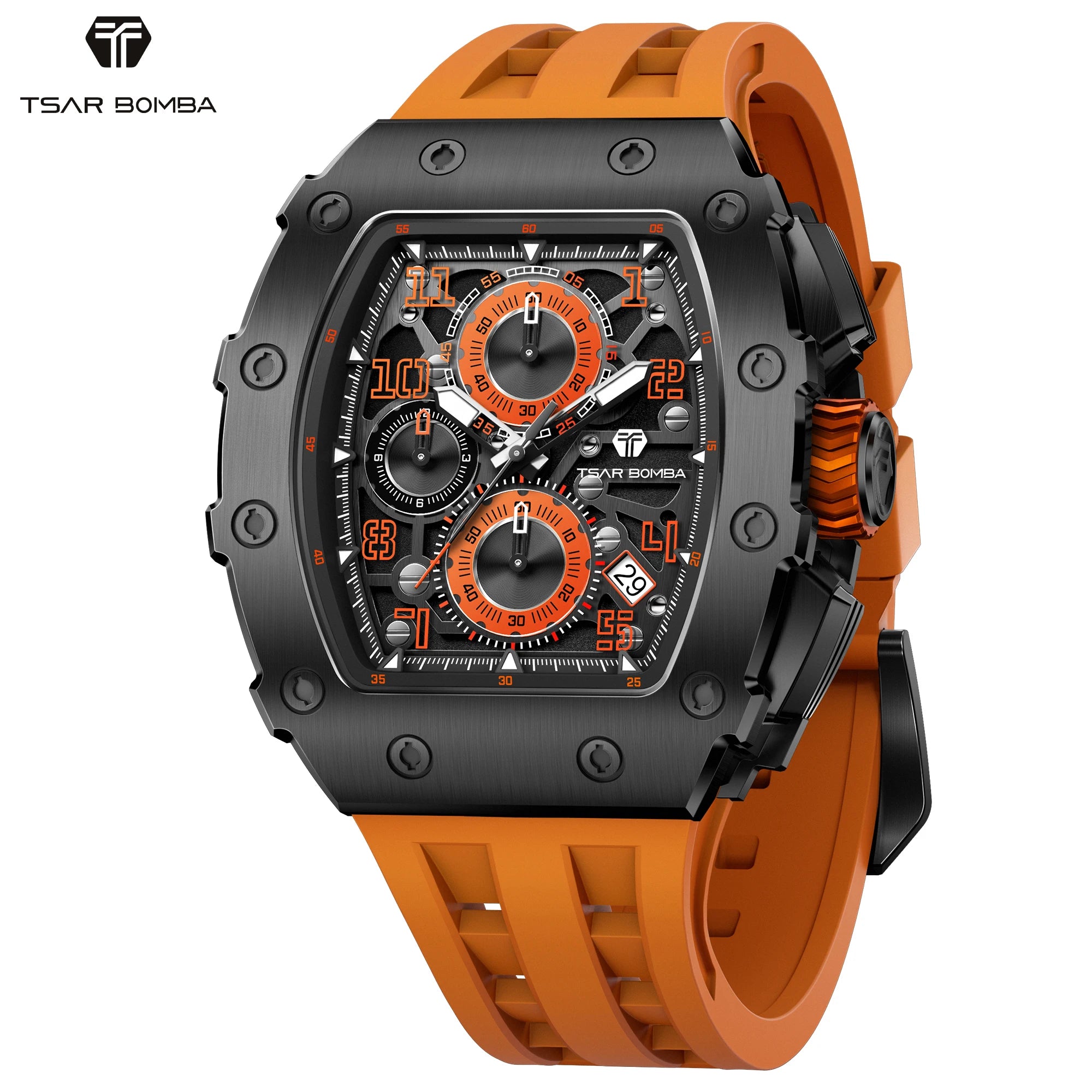 Montre Homme Quartz Chronographe Tonneau Tsar Bomba TB8204Q – CLEVI Paris