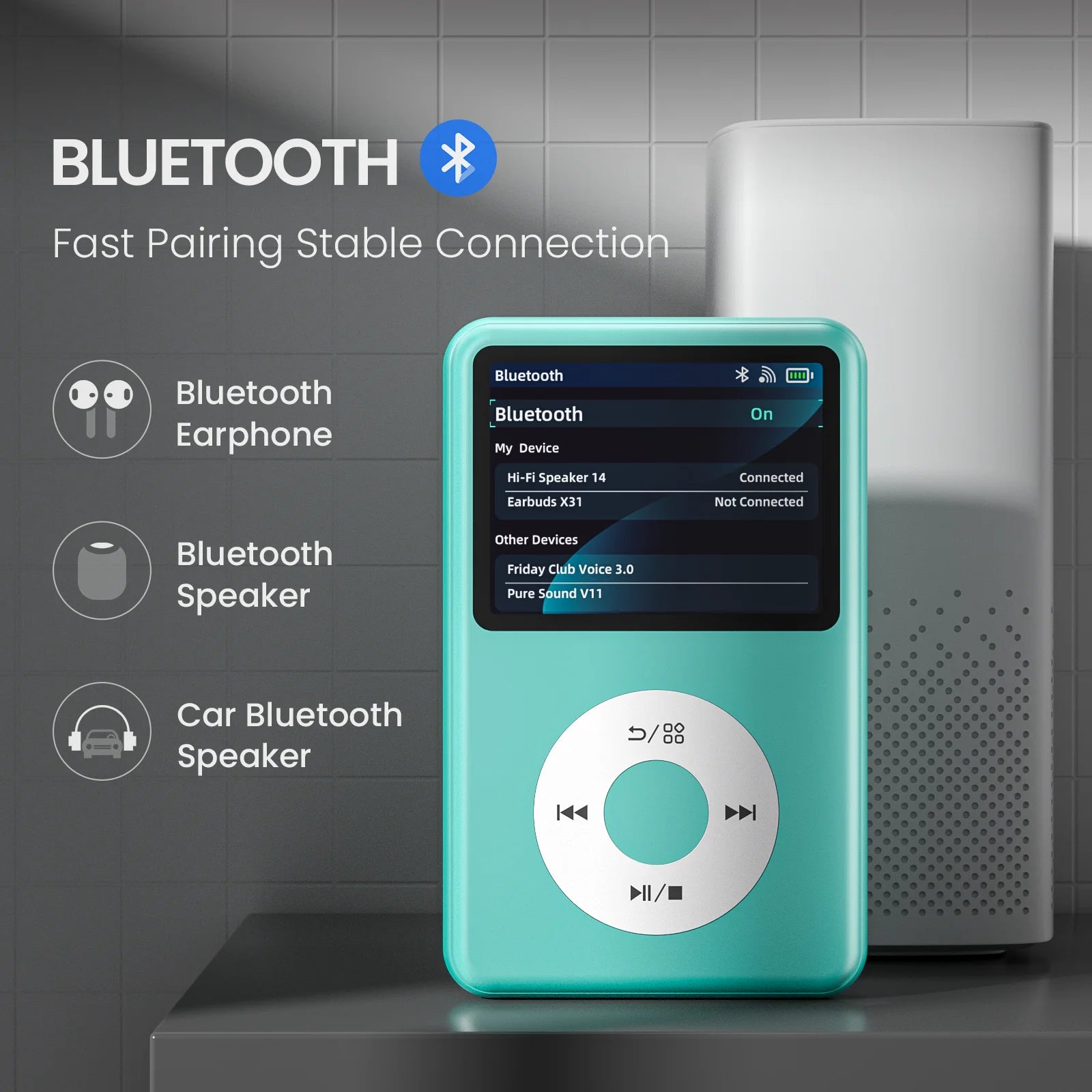 INNIOASIS Y1 Lecteur MP3 HiFi Bluetooth 64Go Écran 2,4" FM Radio Sortie Balancée – CLEVI Paris