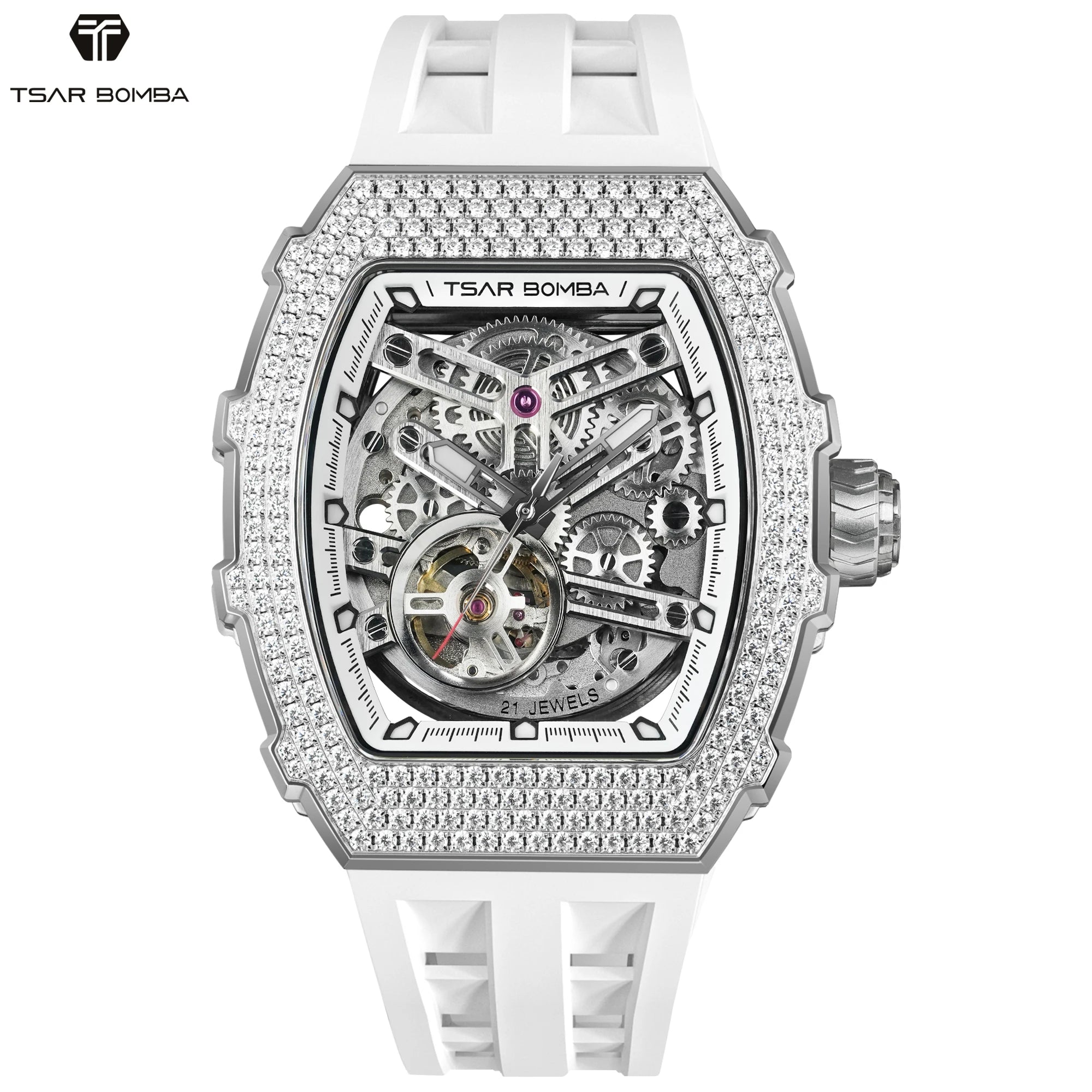 Montre Homme TSAR BOMBA TB8208D – Automatique Miyota, Squelette Tourbillon, Verre Saphir, Boîtier Tonneau Acier 316L, Étanche 5 ATM – CLEVI Paris