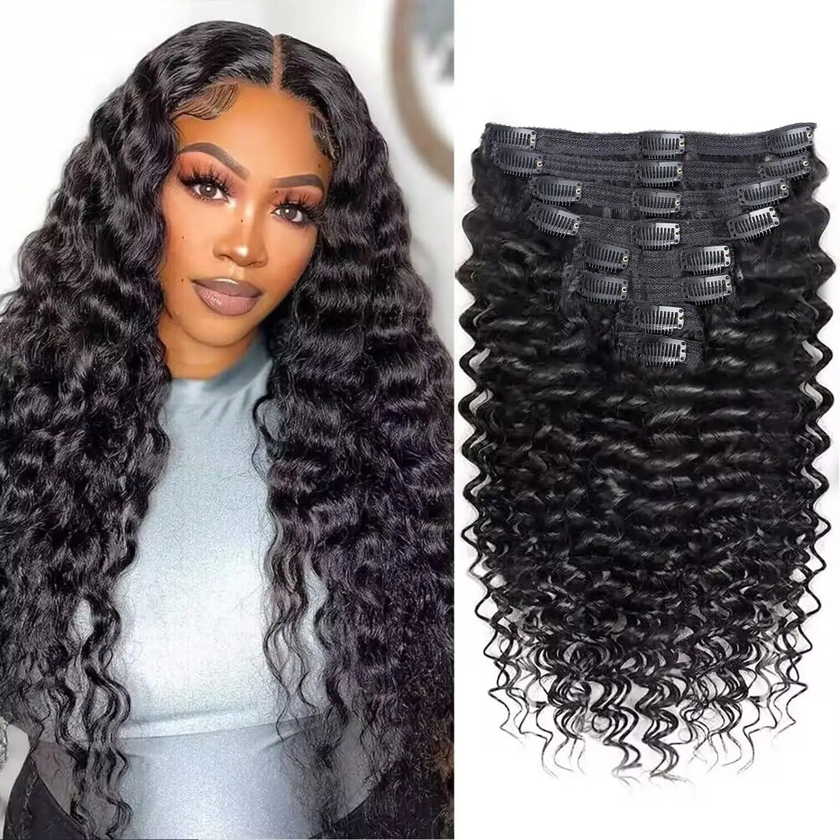 Extensions clip-in Deep Wave, cheveux humains – CLEVI Paris