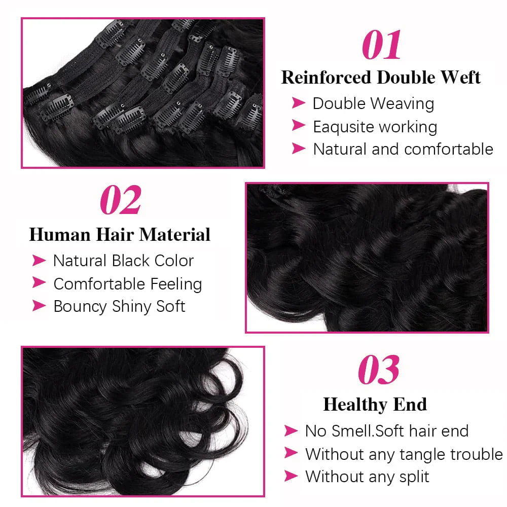 Extensions clip-in Body Wave, cheveux humains – CLEVI Paris