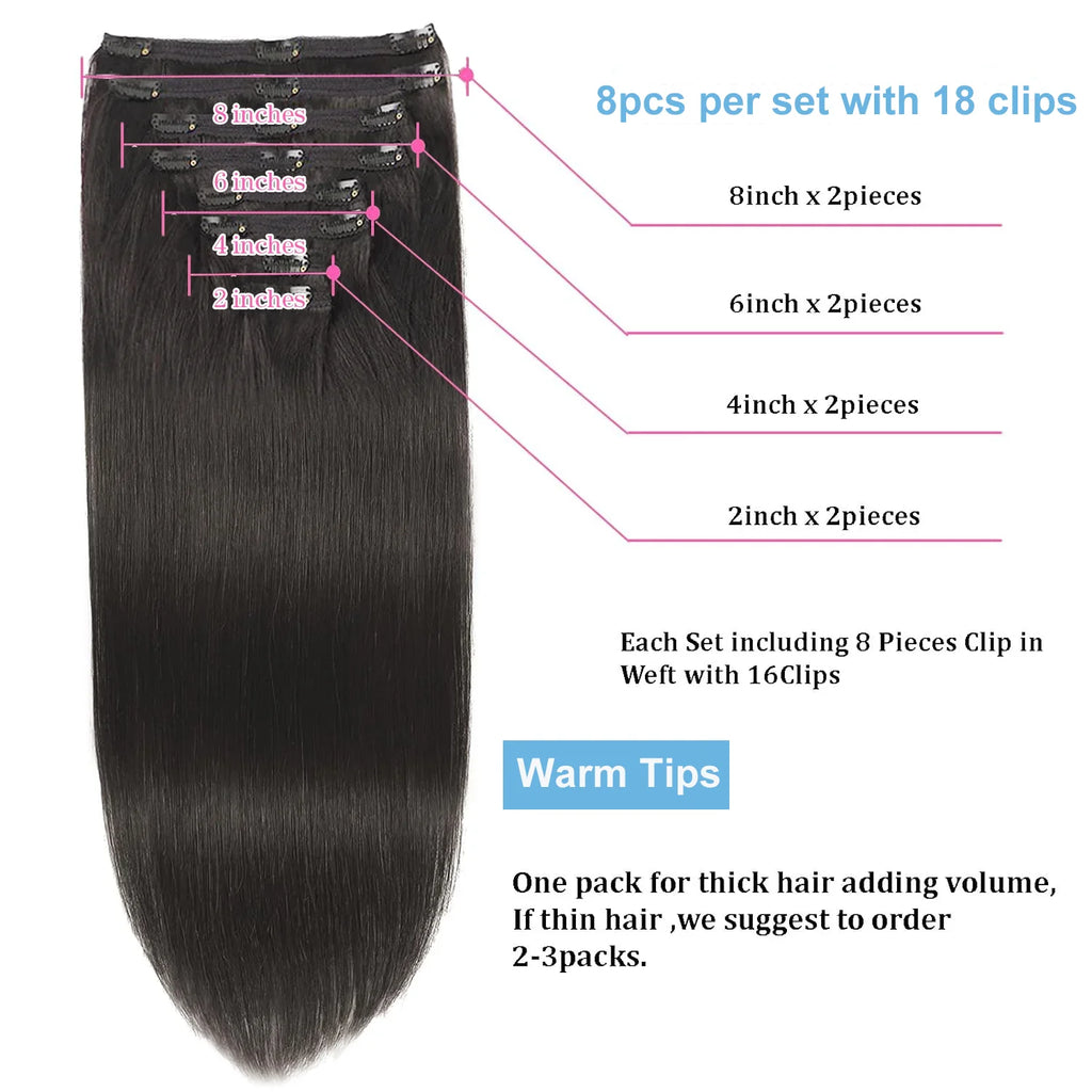 Clip-In Extensions Cheveux Humains Double Weft – CLEVI Paris