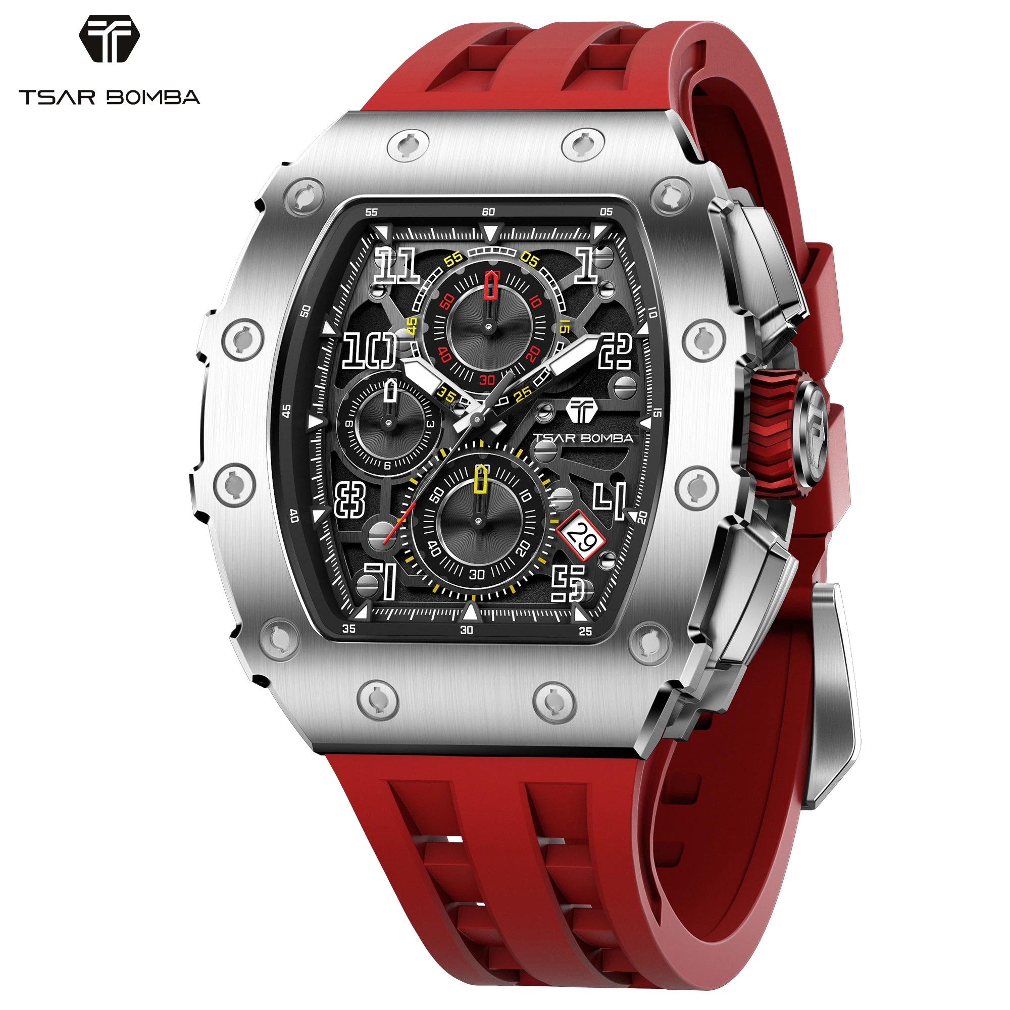 Montre Homme Quartz Chronographe Tonneau Tsar Bomba TB8204Q – CLEVI Paris