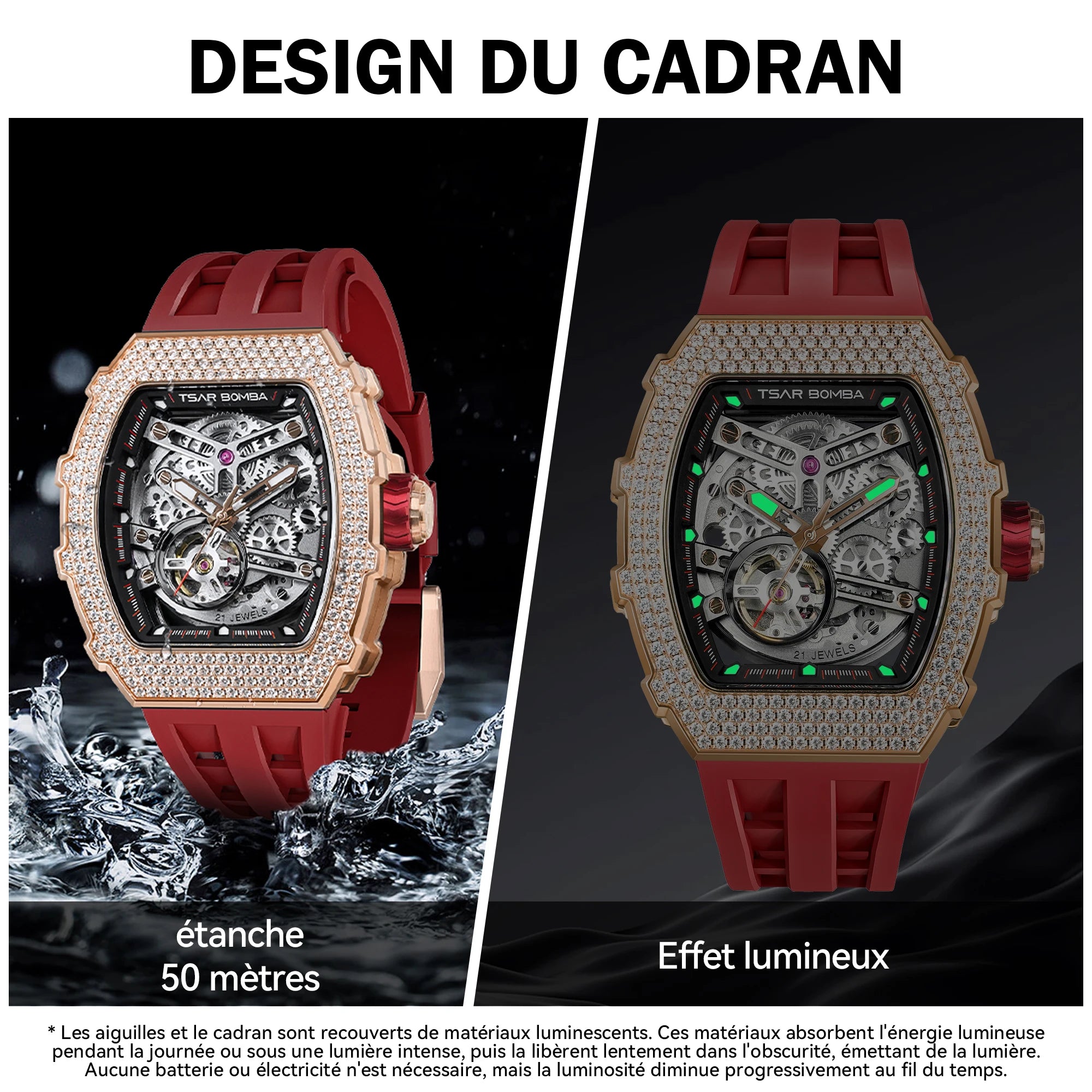 Montre Homme TSAR BOMBA TB8208D – Automatique Miyota, Squelette Tourbillon, Verre Saphir, Boîtier Tonneau Acier 316L, Étanche 5 ATM – CLEVI Paris