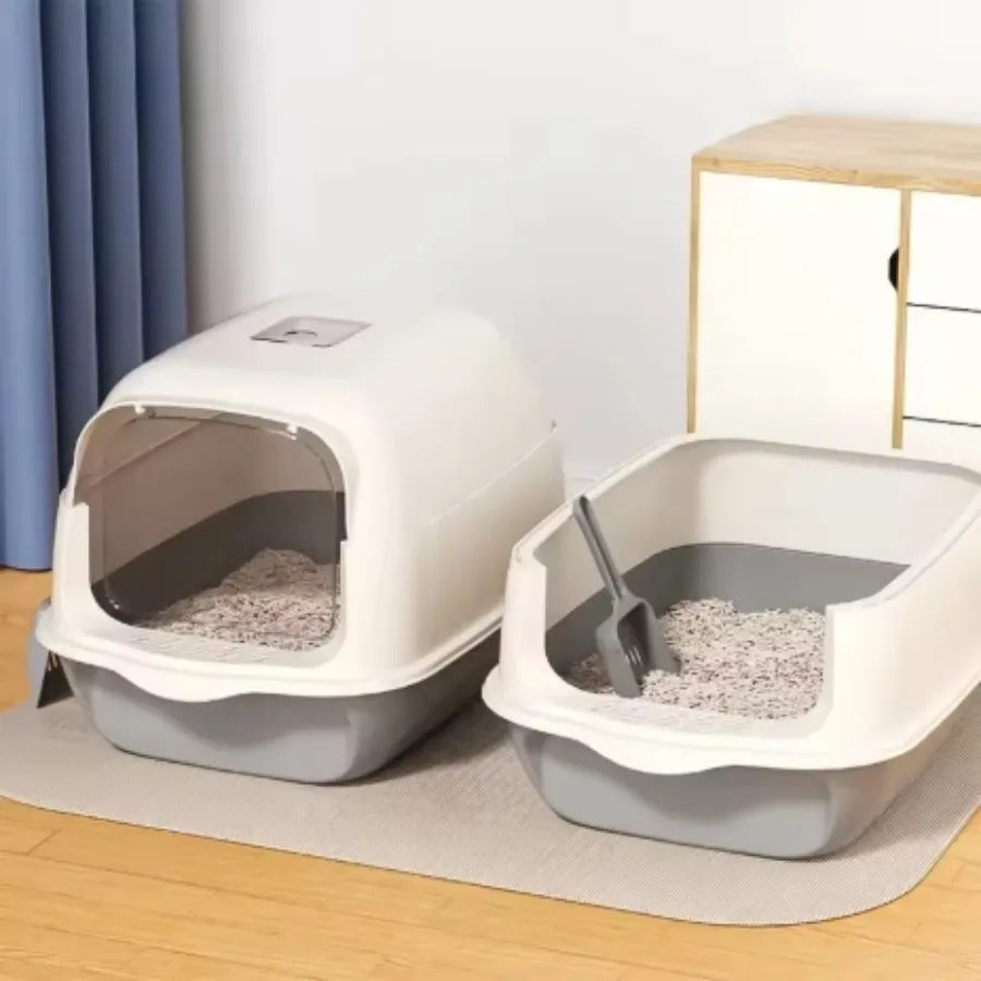 Bac à litière pliable semi-fermé pour chat – CLEVI Paris