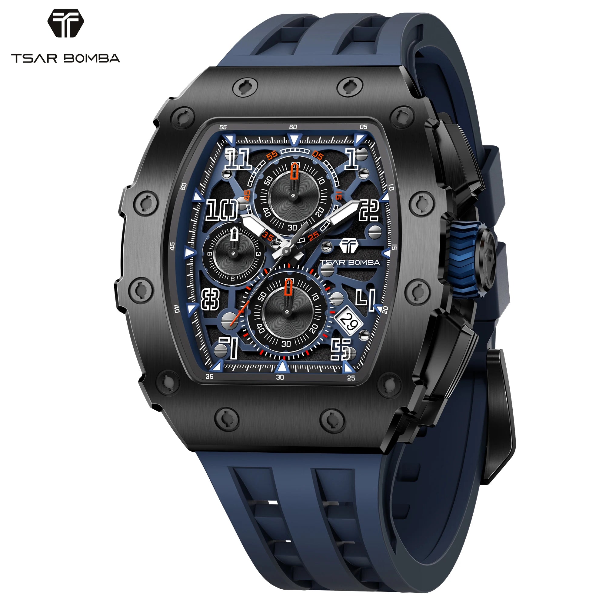 Montre Homme Quartz Chronographe Tonneau Tsar Bomba TB8204Q – CLEVI Paris