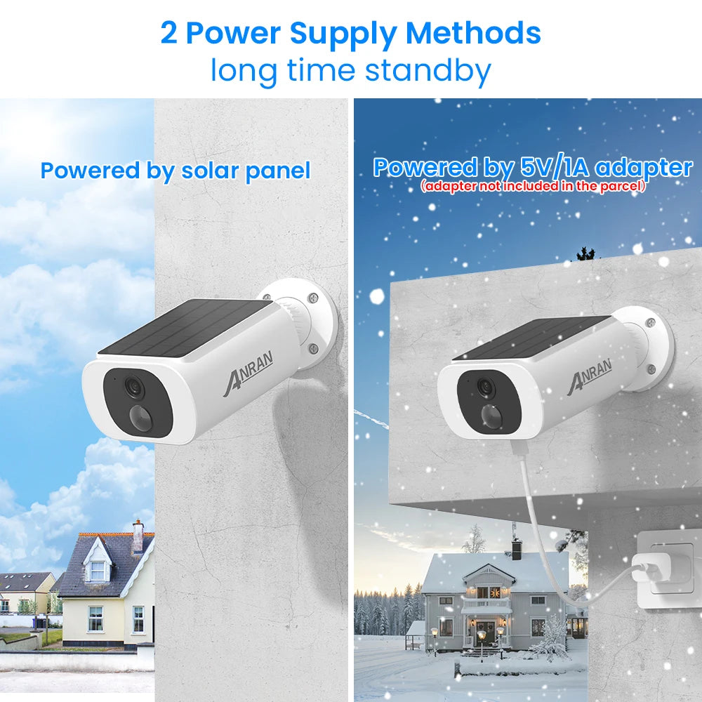 Kit Caméras de Sécurité Solaires ANRAN 3MP WiFi – 2/3/4 Caméras, Vision Nocturne Couleur, Alarme Lumineuse 600lm, IP66, App ANRAN