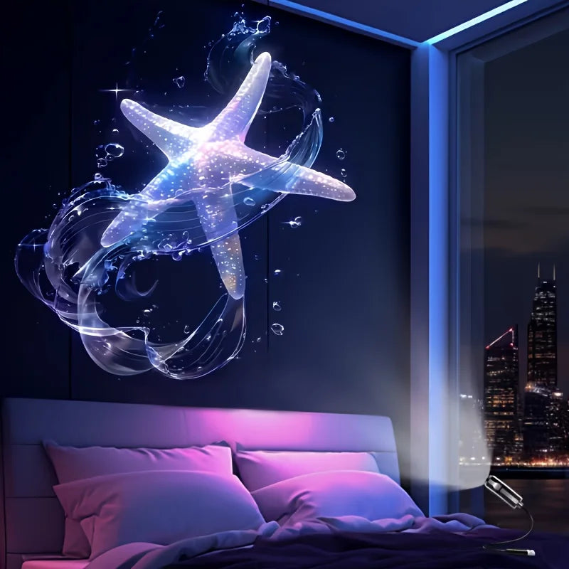 Veilleuse Projecteur LED USB – Motifs Océan (Baleine, Méduse, Étoile de Mer)