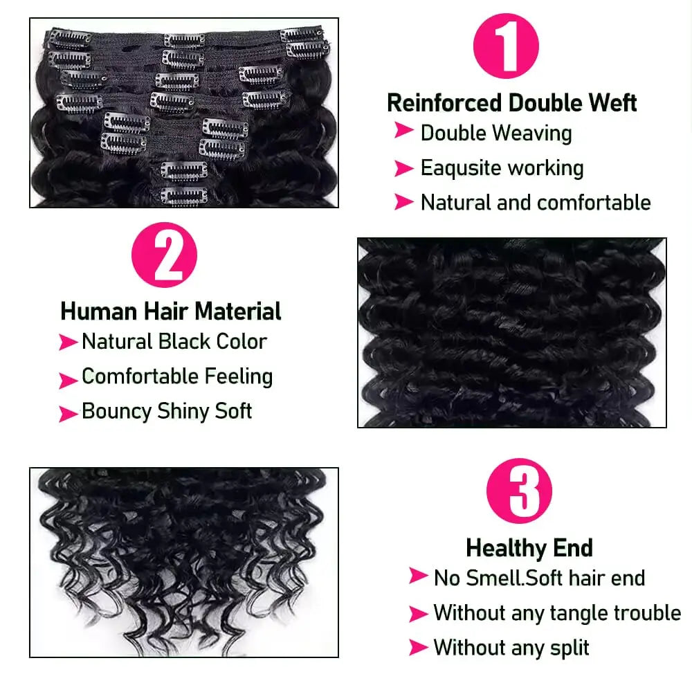 Extensions clip-in Deep Wave, cheveux humains – CLEVI Paris