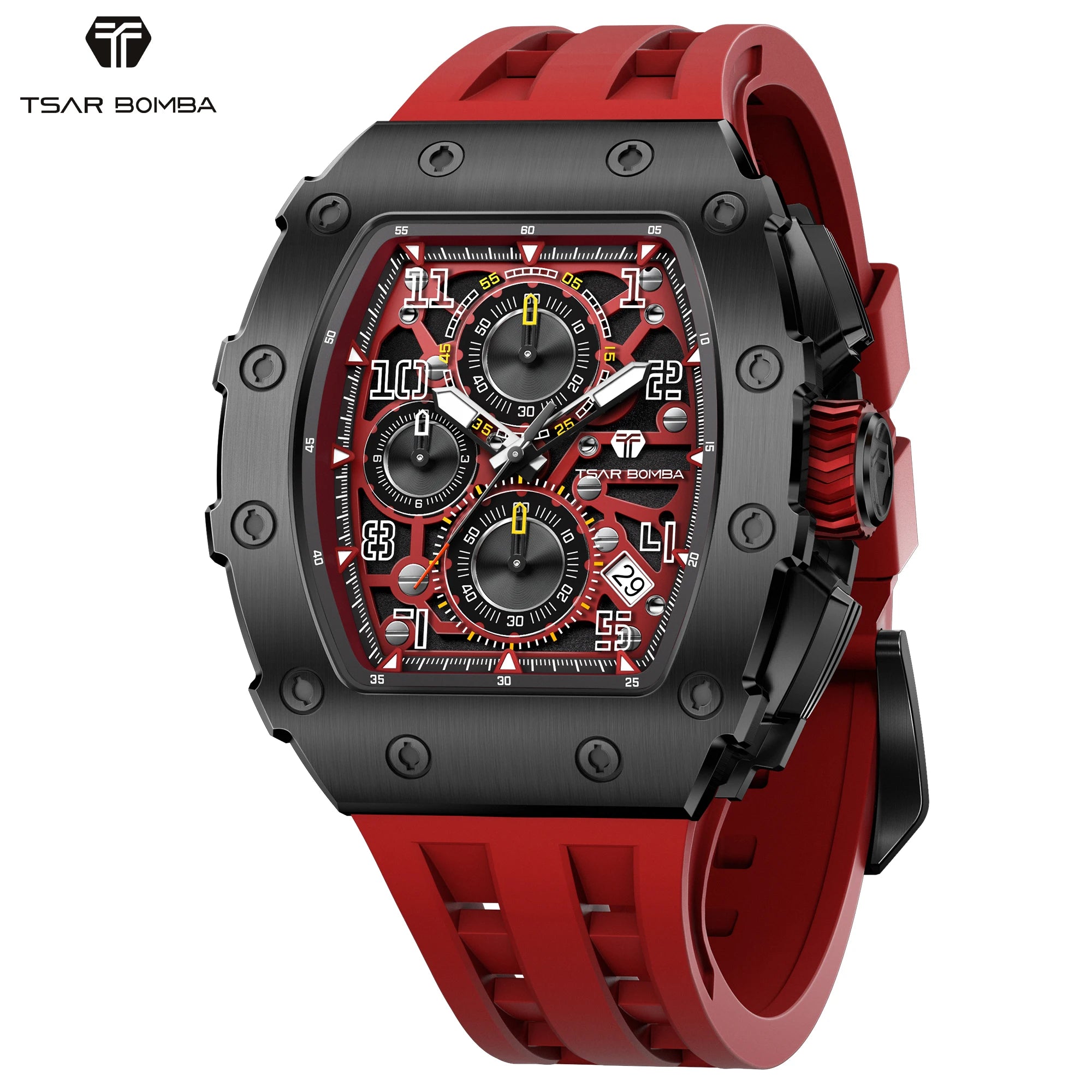 Montre Homme Quartz Chronographe Tonneau Tsar Bomba TB8204Q – CLEVI Paris