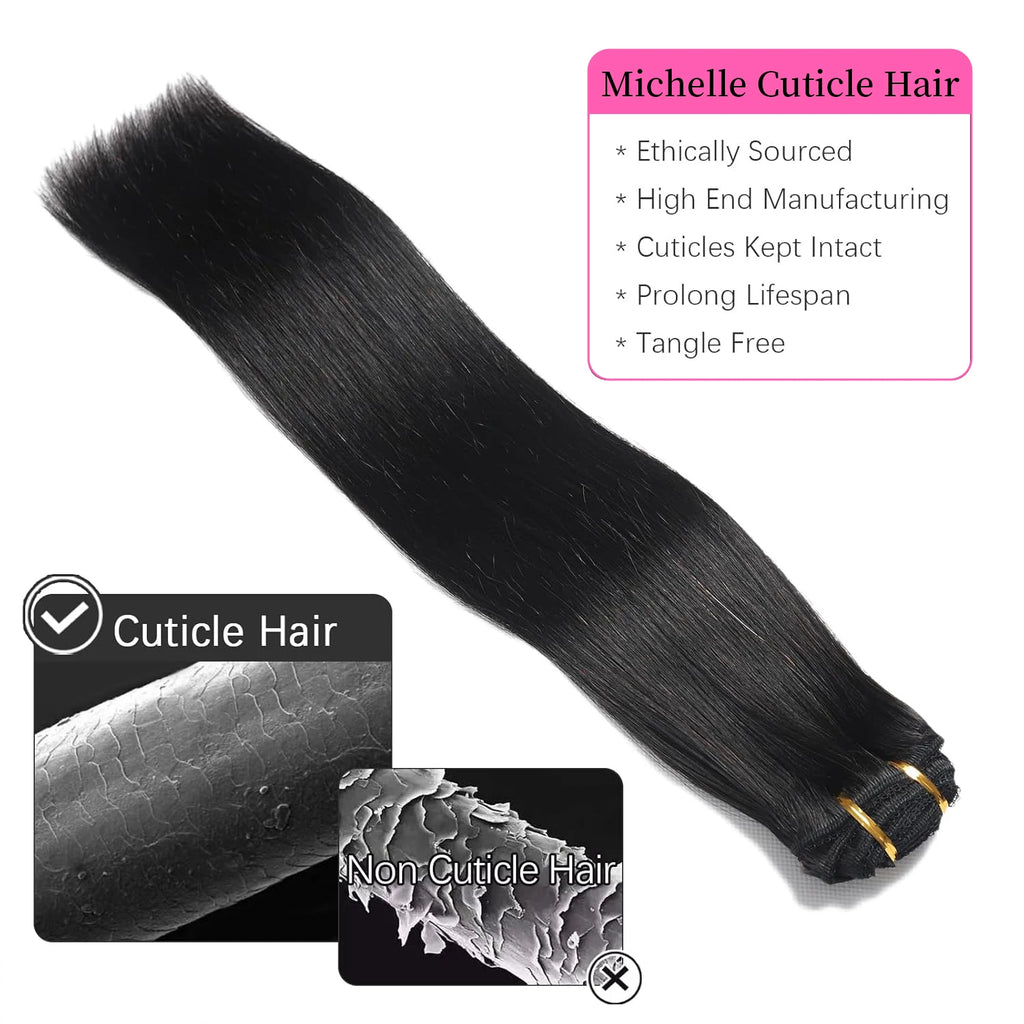 Extensions clip-in lisses en cheveux humains – CLEVI Paris