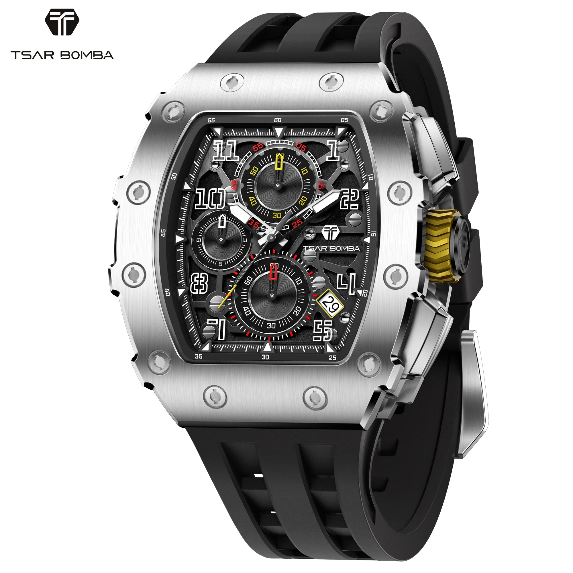 Montre Homme Quartz Chronographe Tonneau Tsar Bomba TB8204Q – CLEVI Paris