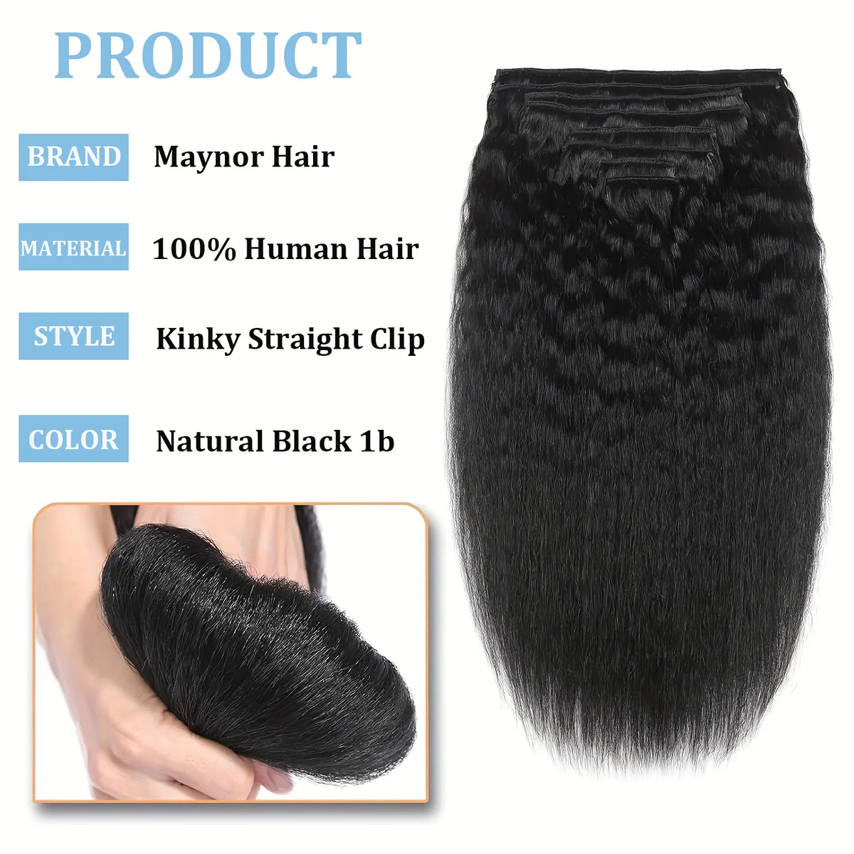 Extensions Kinky Straight Brésiliennes Remy 8Pcs – CLEVI Paris