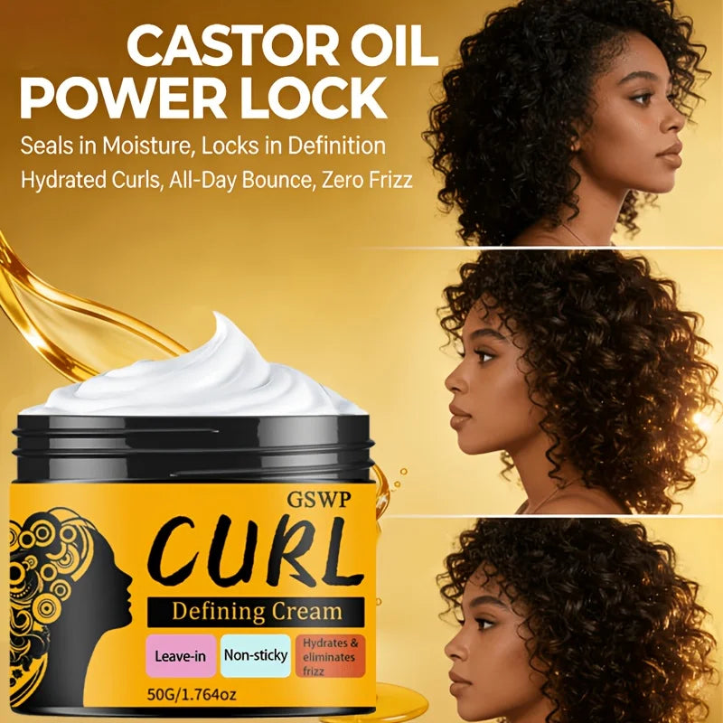 Crème Coiffante Boucles à l'Huile de Ricin Noir GSWP – Hydratation, Définition & Anti-Frisottis