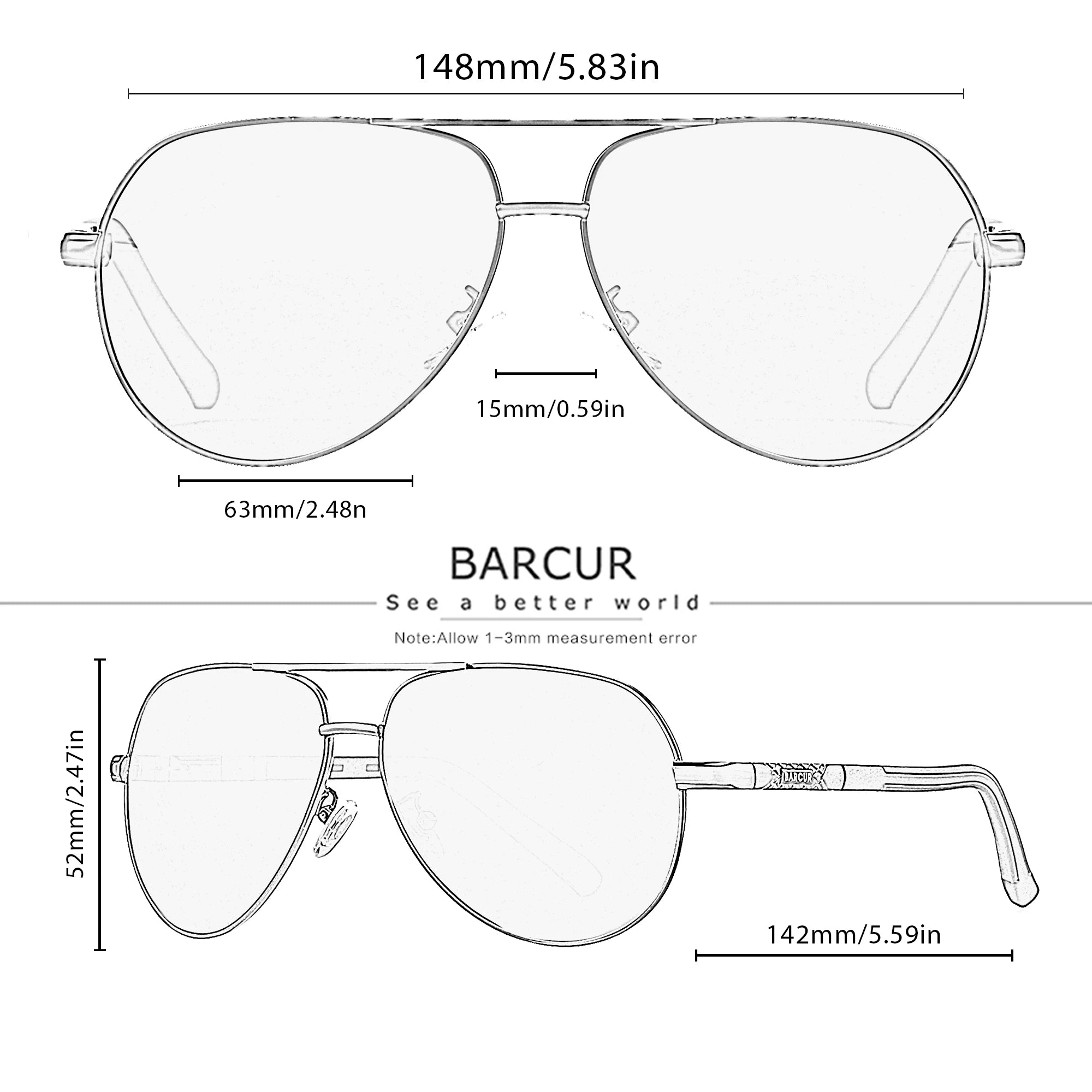 Lunettes de Soleil Homme BARCUR Pilot Polarisées UV400 Style Aviateur – CLEVI Paris