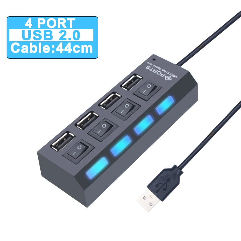 Hub USB 2.0 3.0 avec Interrupteurs 4 ou 7 Ports Prise EU US PC Mac – CLEVI Paris
