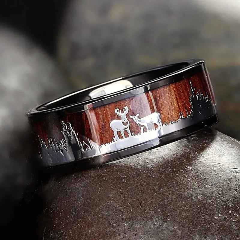 Bague Unisexe Opale Rouge et Météorite – CLEVI Paris