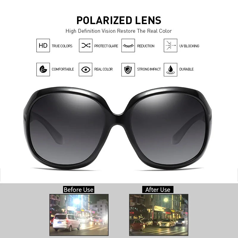 Lunettes de Soleil Rondes Oversize Polarisées Dégradé UV400 Femme – CLEVI Paris