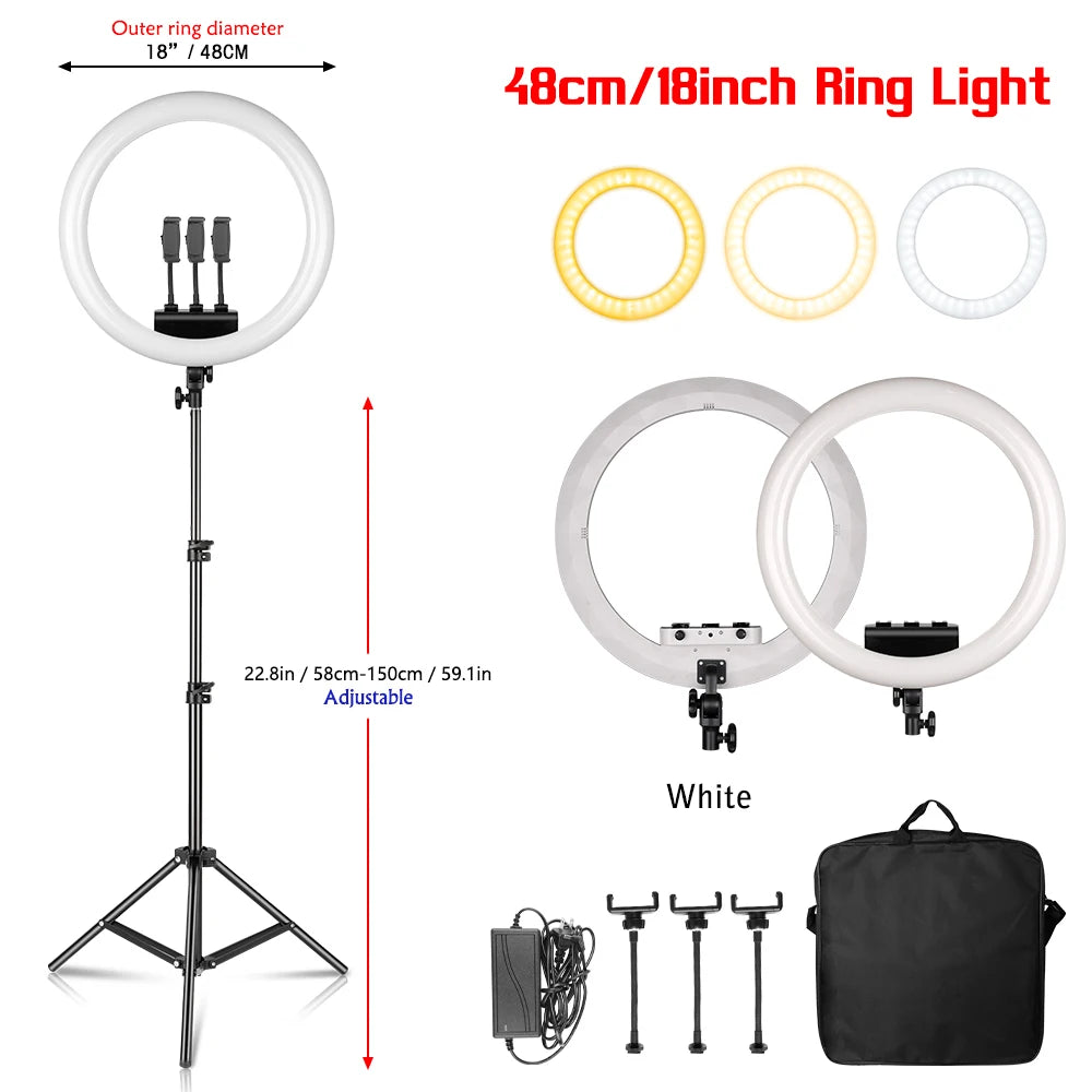 Anneau lumineux LED SH 45 cm, supports au choix – CLEVI Paris