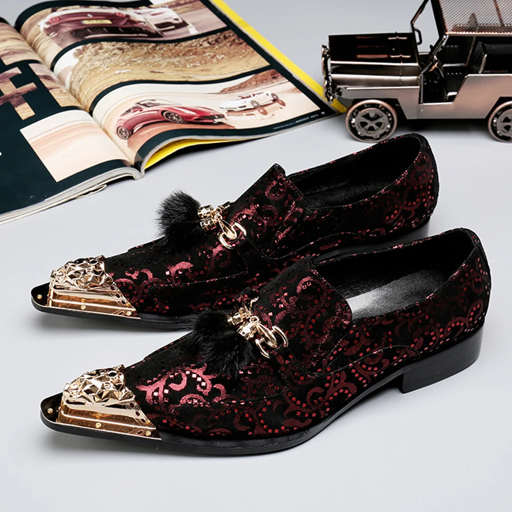 Oxford Homme Slip-On Toile Rayée Bout Pointu Embout Métal Respirant | Bureau & Soirée EU 36-49
