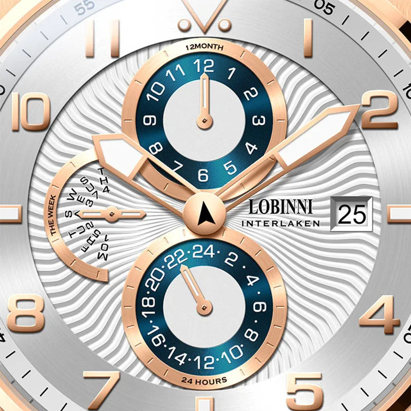 Montre Automatique Homme LOBINNI L16053 – Mouvement Seagull Verre Saphir Étanche 5 Bars
