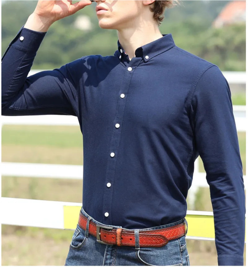 Chemise Homme Oxford Manches Longues Coton Slim Fit – CLEVI Paris