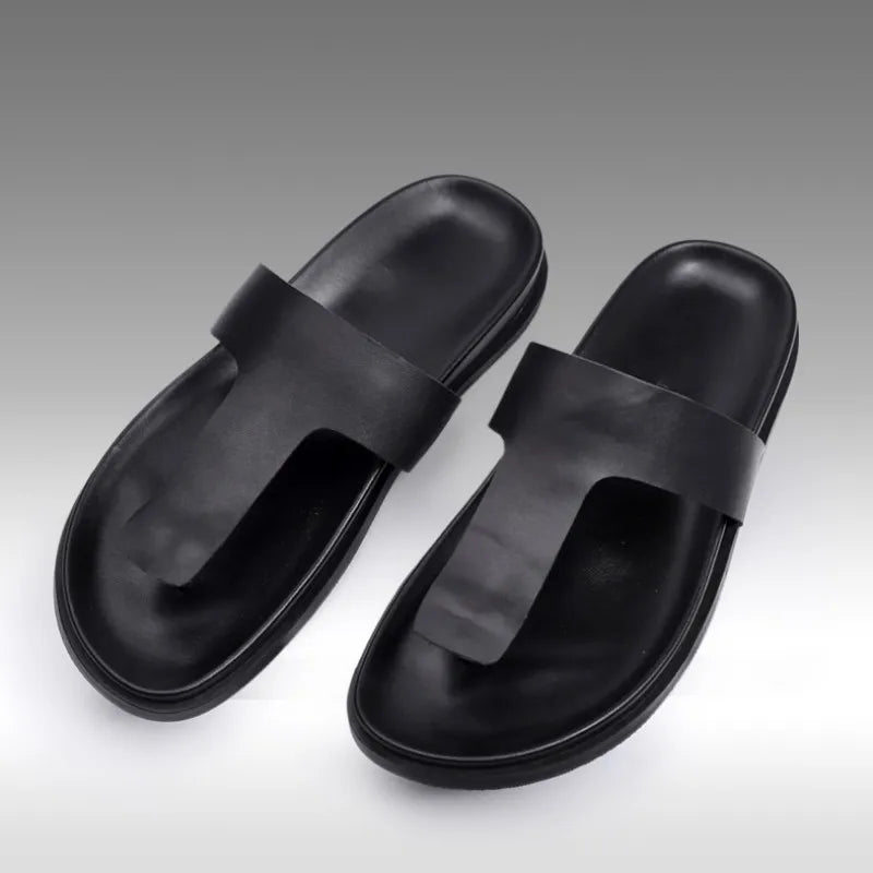 Tongs Homme Cuir de Vache Véritable Style Gothique Casual – CLEVI Paris