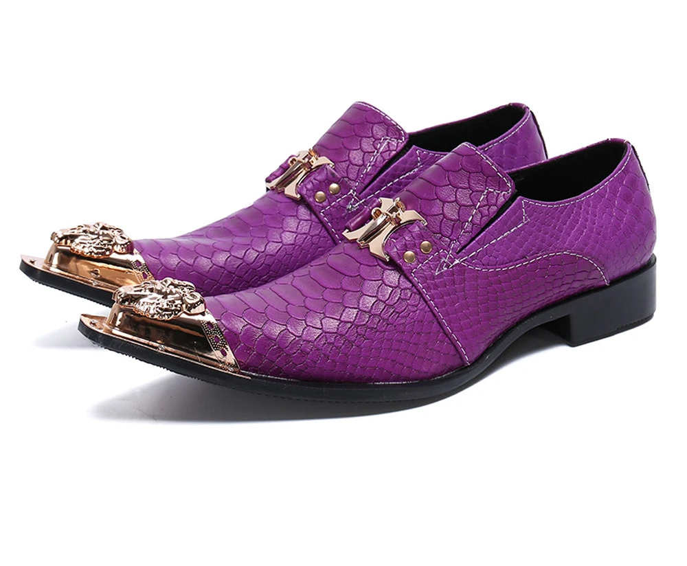 Oxford Homme Cuir Motif Serpent Embossé Bout Pointu Multicolore – CLEVI Paris