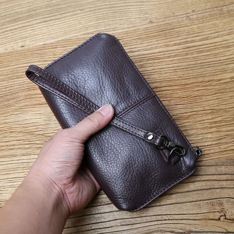 Portefeuille Long Unisexe Cuir Vachette Véritable 2 Formats Fermeture Éclair – CLEVI Paris