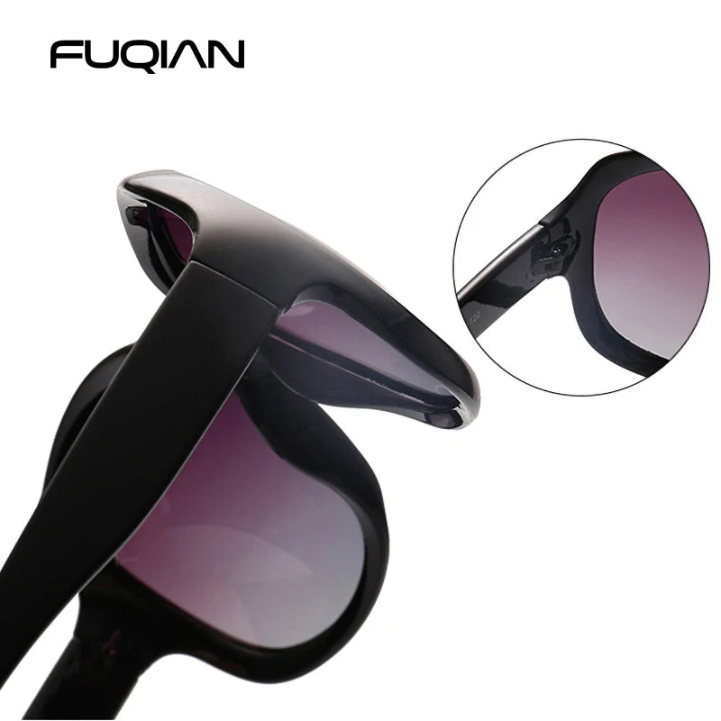 Lunettes de Soleil Rondes Oversize Polarisées Dégradé UV400 Femme – CLEVI Paris